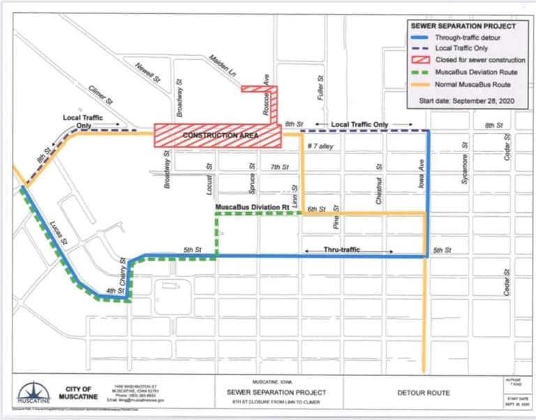 Detour for MuscaBus Yellow Route is now in effect