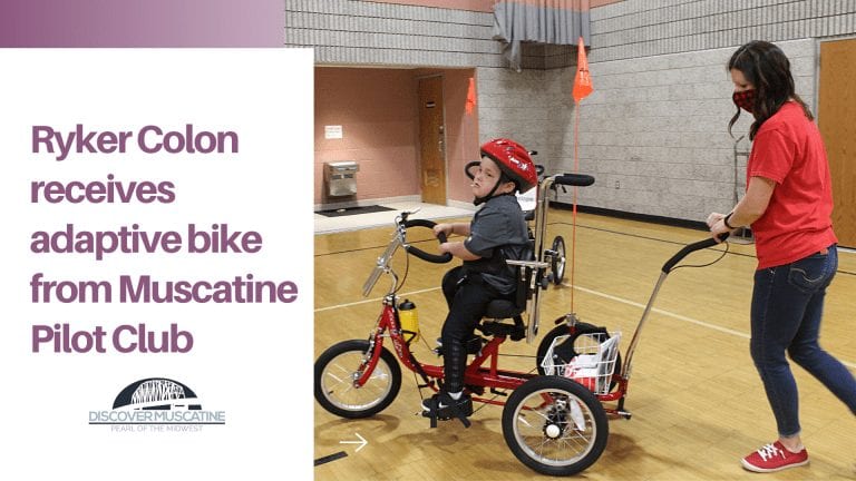 Ryker Colon receives adaptive bike from Muscatine Pilot Club