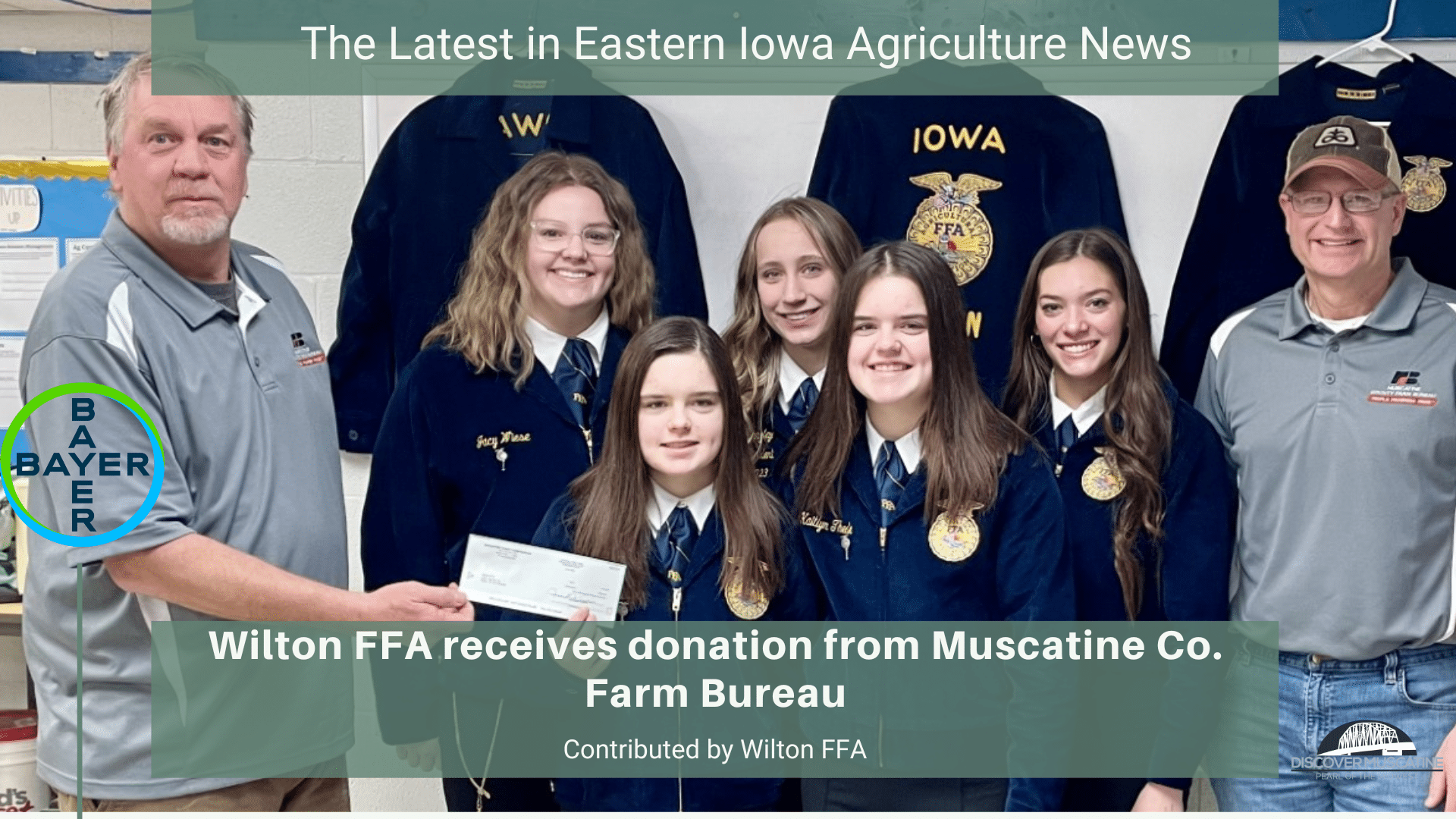 Wilton FFA receives donation from Muscatine Co. Farm Bureau