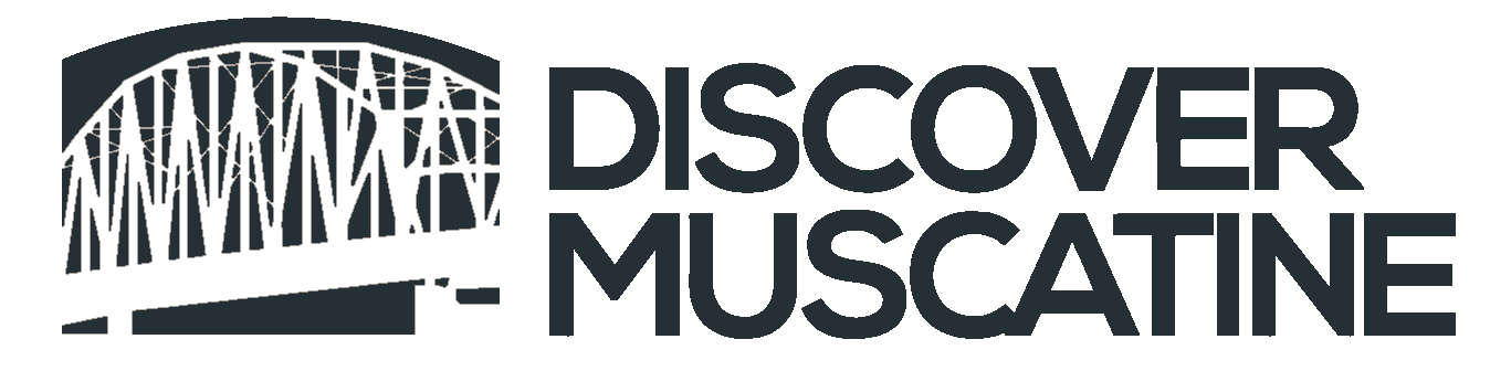 discover muscatine logo horizontal dark blue