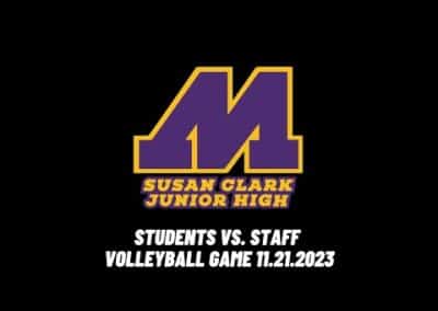 Susan Clark Jr. High Staff vs. Students Volleyball Game November 2023!